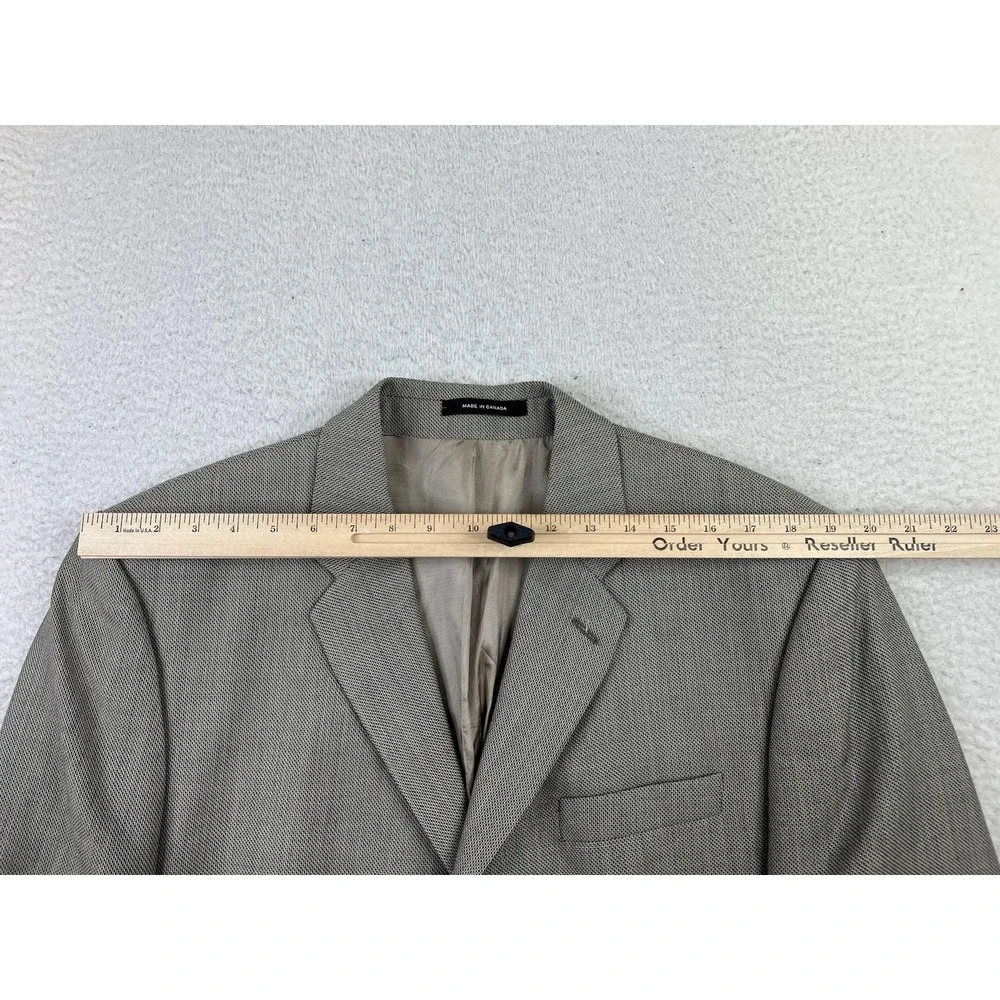 Calvin Klein Blazer Mens 42L Gray Wool Made In‎ Canada Suit Jacket Pure Woolmark